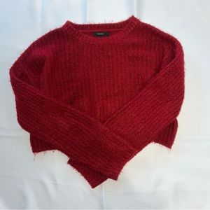 Forever 21 Fuzzy Valentine Sweater Crop Long Sleeve Shirt Top